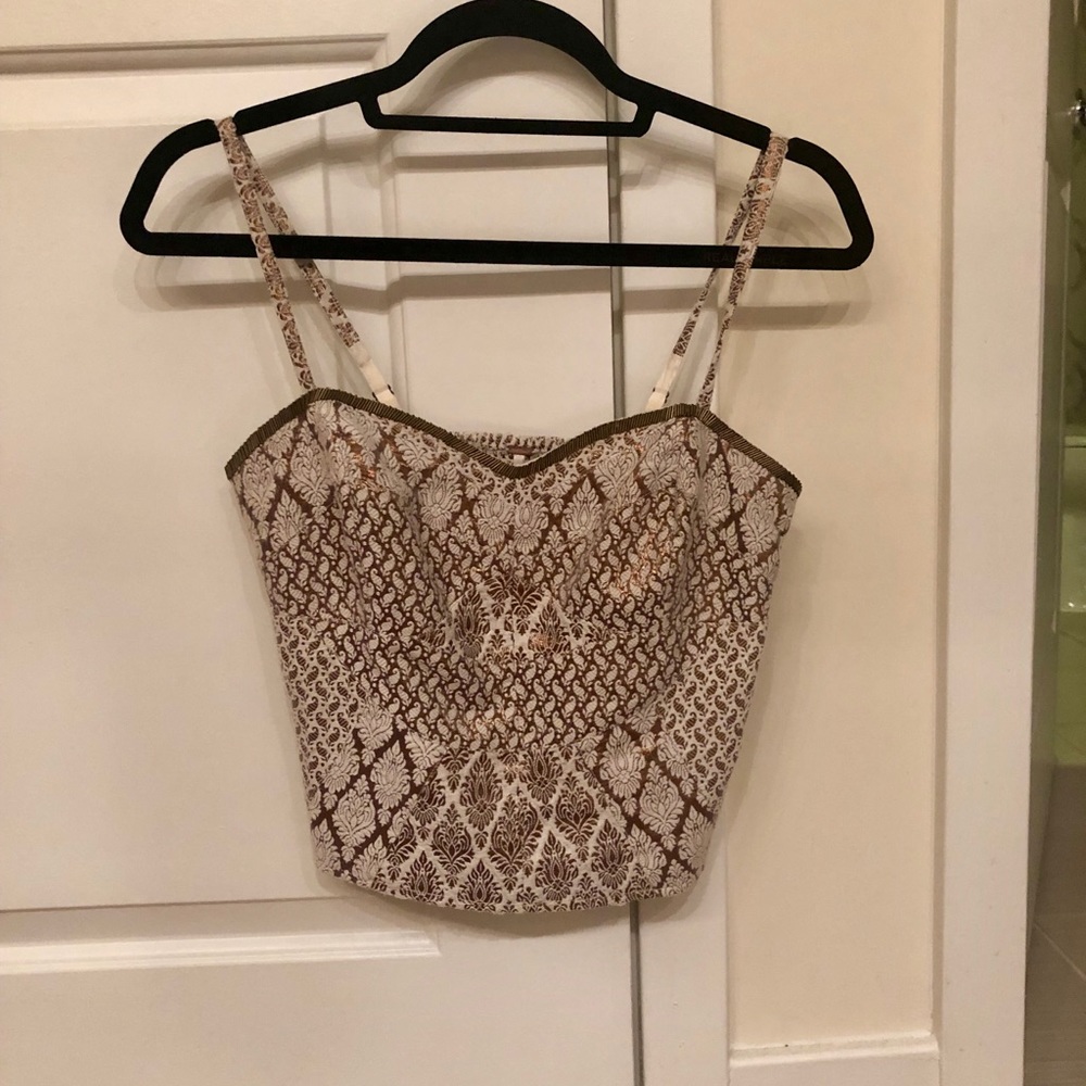 Gold & white free people crop top